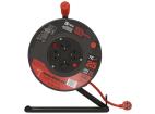 Prodlužovací kabel na bubnu 25 m / 4 zás. / s vypínačem / červený / PVC / 230V / 1,5 mm2