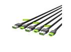 Set 3x Green Cell kabel GC Ray USB-C kabel 30cm, 120cm, 200cm zelené LED podsvícení, rychlo nabíjení UC, QC 3.0