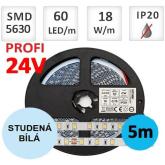 LED pásek 24V PROFI 5m 18W/m 60ks/m 5630 STUDENÁ BÍLÁ