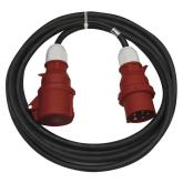 3 fázový venkovní prodlužovací kabel 10 m / 1 zásuvka / černý / guma / 400 V / 2,5 mm2