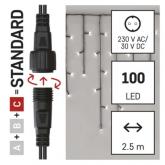 Standard LED spojovací vánoční řetěz – rampouchy, 2,5 m, venkovní, studená bílá
