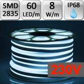 LED NEON FLEX pásek 1m 230V SMD 2835 8W/m  IP68 tyrkysový