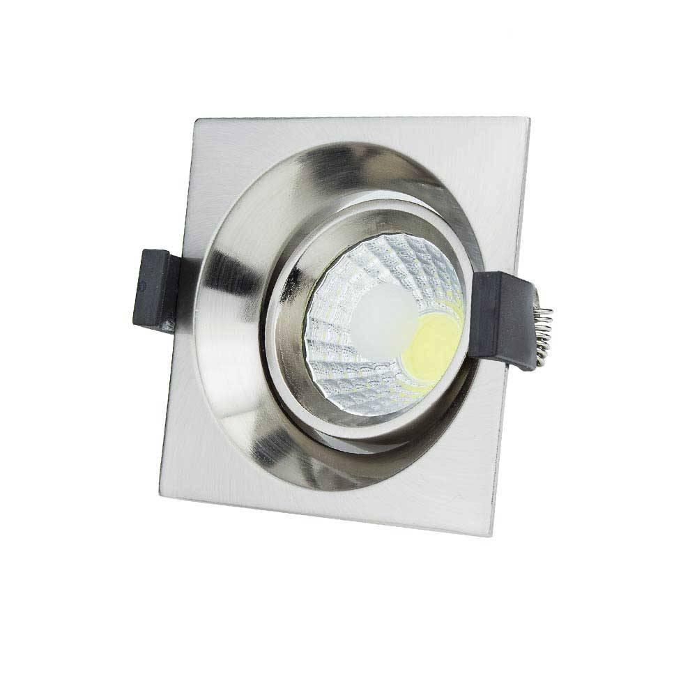 Optonica LED COB Stropní svítidlo čtvercové Inox Build-In 8W Studená bílá 3223