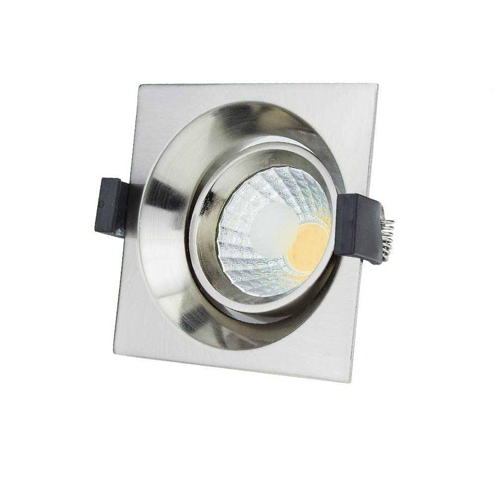 Optonica LED COB Stropní svítidlo čtvercové Inox Build-In 8W Teplá bílá 3225