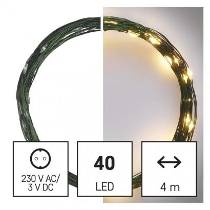 Emos LED vánoční nano řetěz zelený, 4 m, venkovní i vnitřní, teplá bílá, časovač D3AW03