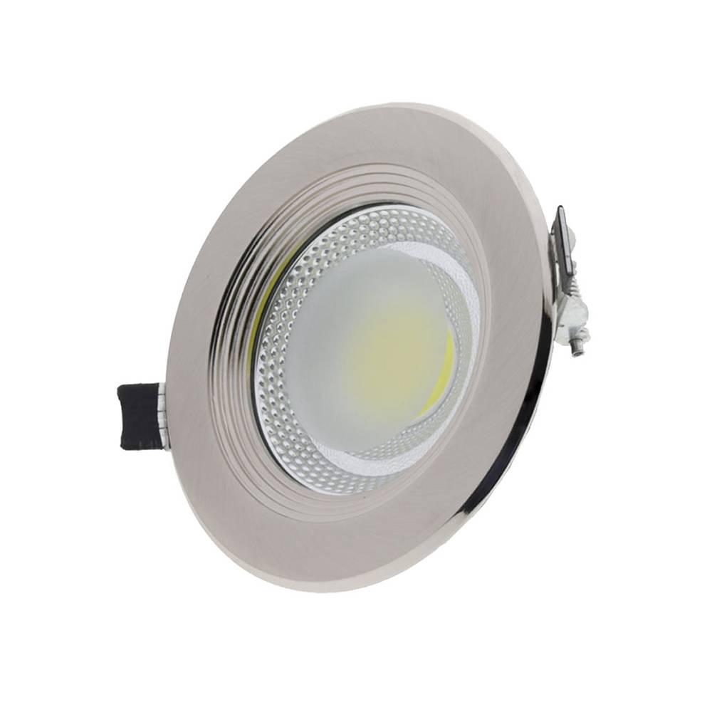 Optonica LED COB Stropní svítidlo kruhové Inox 15W Studená bílá 3169