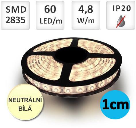 LED21 LED pásek 4,8W/m 60ks/m 2835 Neutrální bílá, cena za 1cm