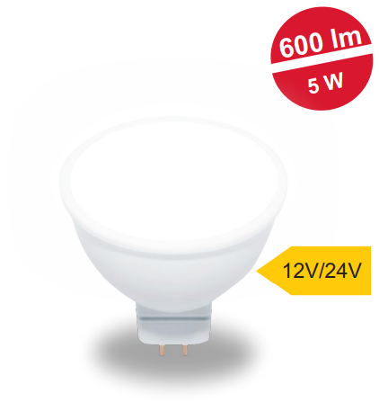 LED21 LED žárovka MR16 5W 12V/24V neutrální bílá