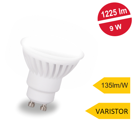 LED21 LED žárovka GU10 9W keramická - 230V studená bílá