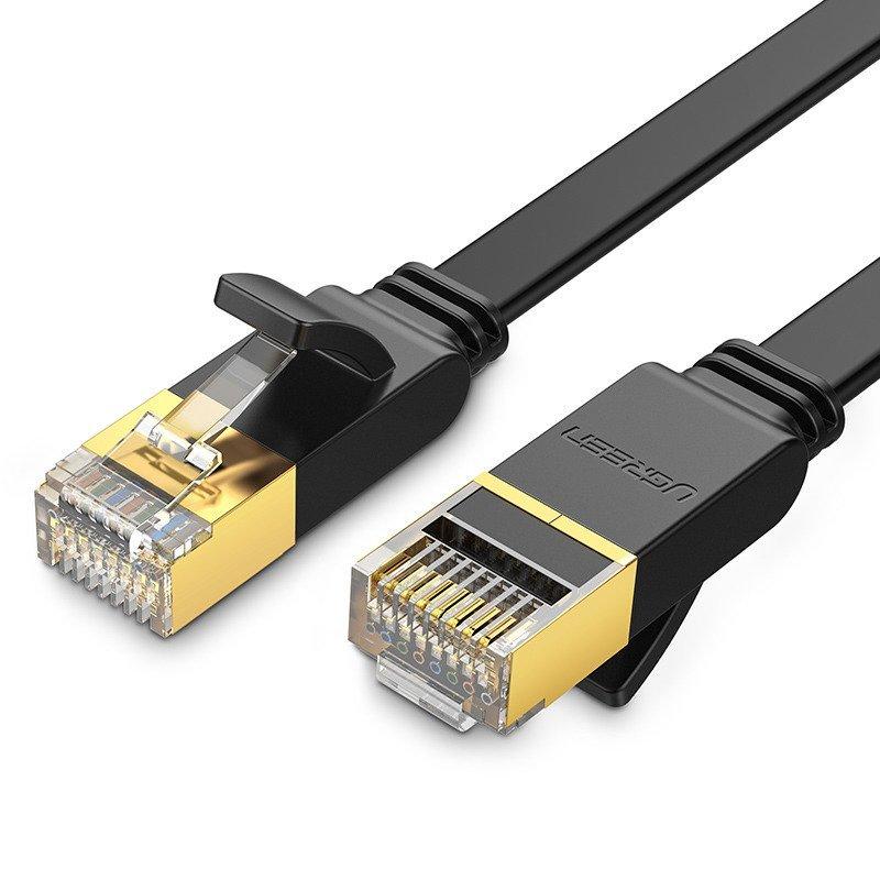 UGREEN NW106 Plochý kabel Ethernet RJ45, Cat.7, STP, 2m (černý)