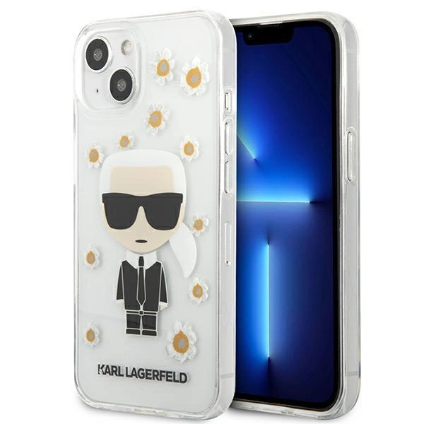 Pouzdro Karl Lagerfeld Flower Icon pro iPhone 13 mini - průhledné