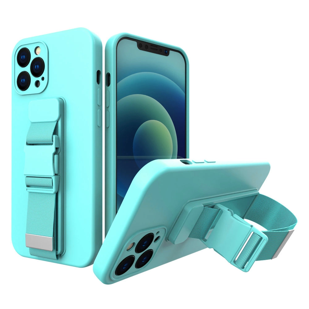 Hurtel Lanové pouzdro gelové pouzdro se šňůrkou řetízek taška šňůrka iPhone 13 světle modrá