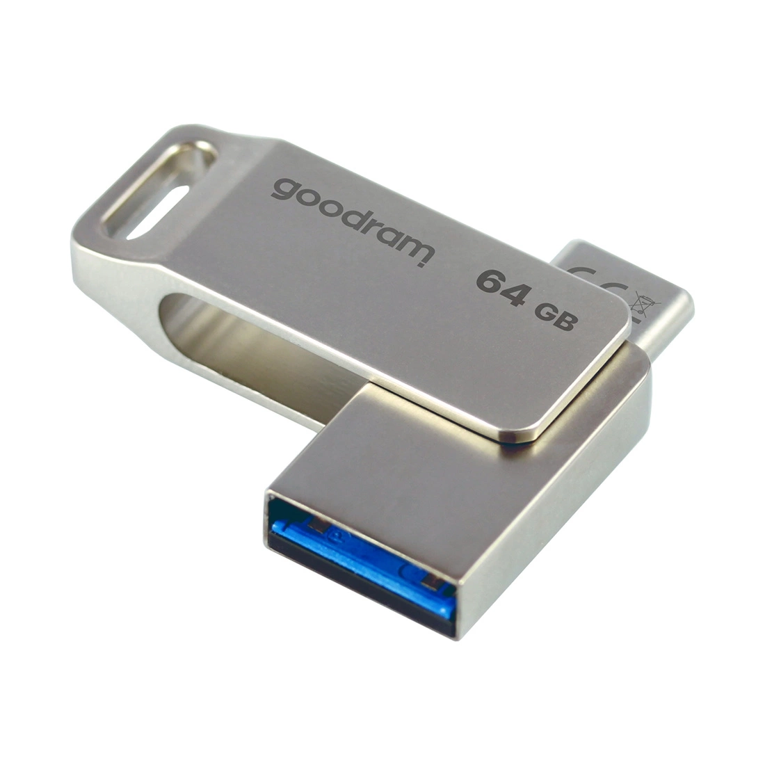 64 GB USB 3.2 Gen 1 USB / USB C OTG flash disk ODA3 Goodram - stříbrný