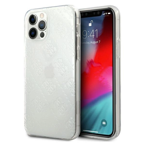 Pouzdro Guess 4G 3D Pattern Collection pro iPhone 12 / iPhone 12 Pro - průhledné
