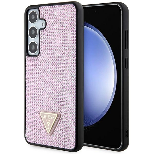 Pouzdro Guess Rhinestone Triangle pro Samsung Galaxy S24+ - růžové