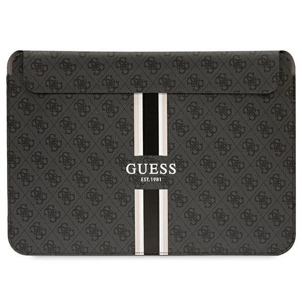 Pouzdro na notebook Guess 4G s potiskem pruhů pro 16" notebook - černé