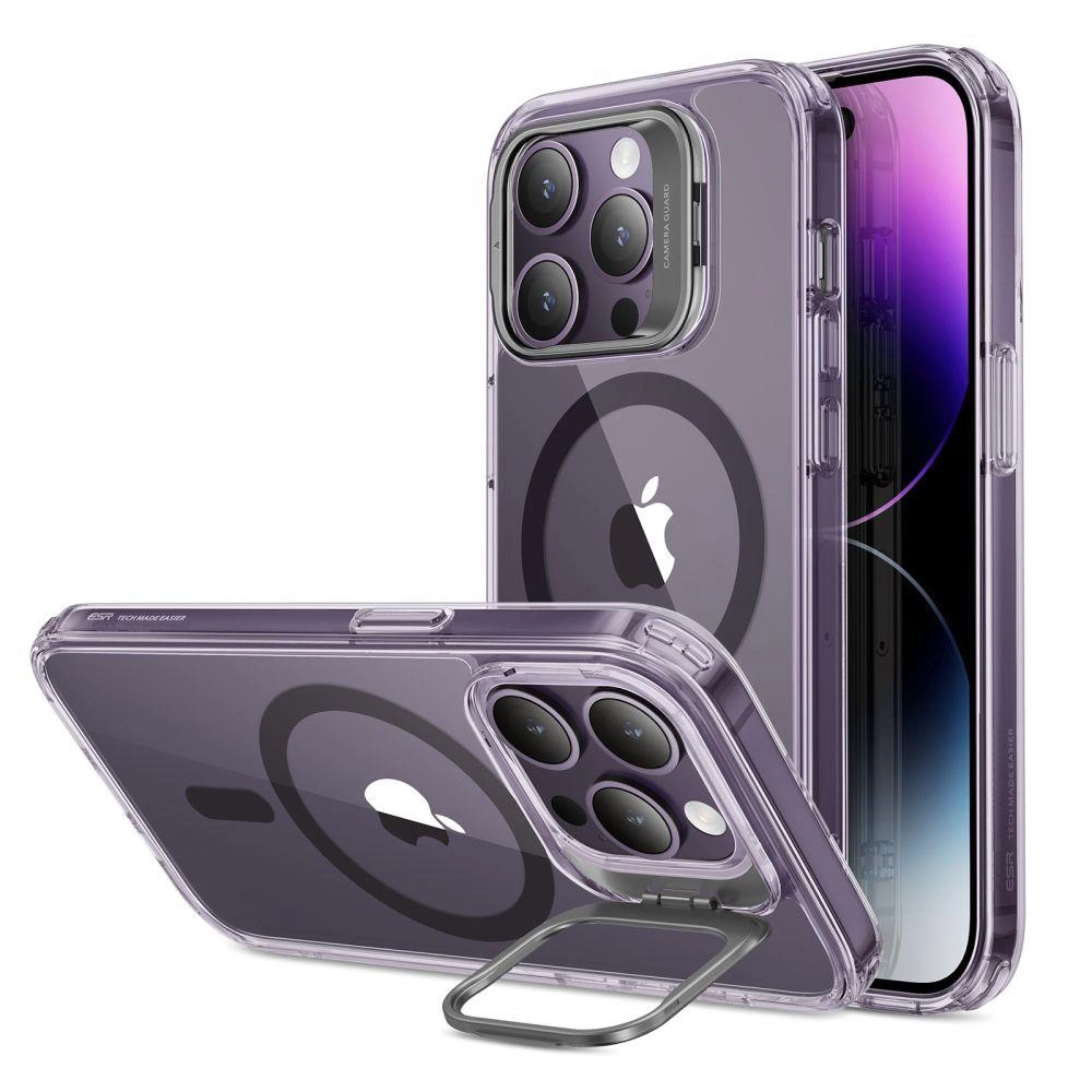 Pouzdro ESR Classic Kickstand Halolock MagSafe pro iPhone 14 Pro - čiré fialové