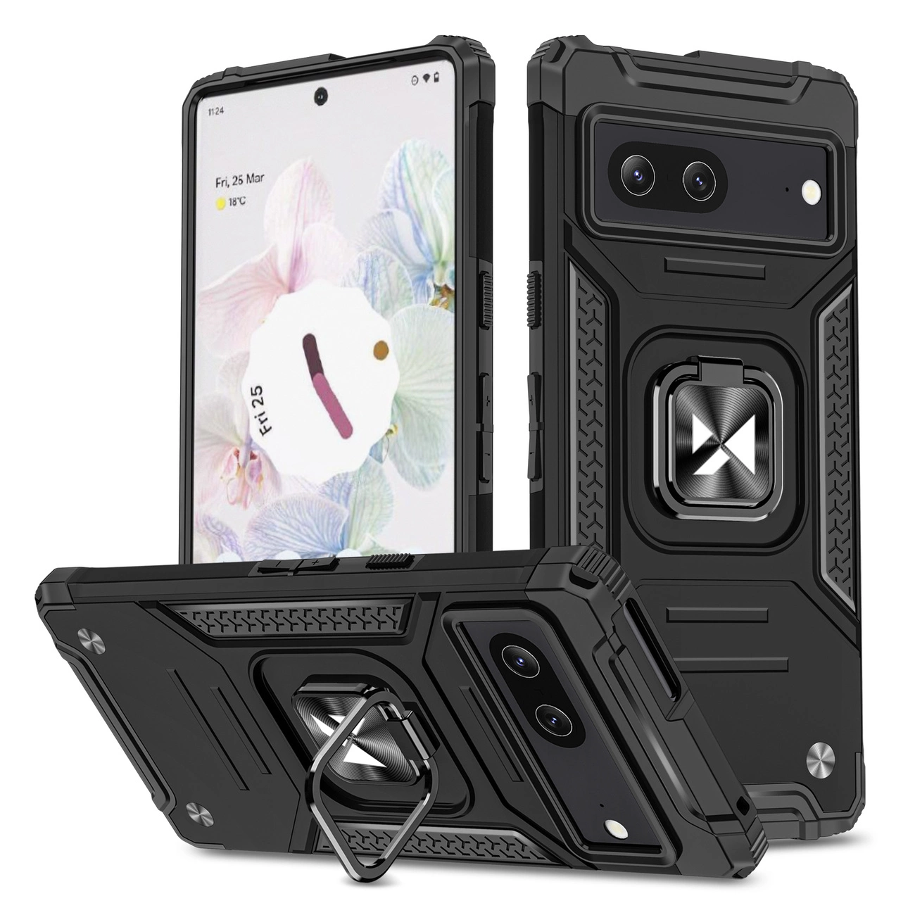 Wozinsky Ring Armor Pancéřové pouzdro Google Pixel 7 s magnetickým držákem, černé