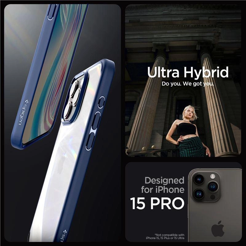 Spigen Ultra Hybrid Case pro iPhone 15 Pro - modrý