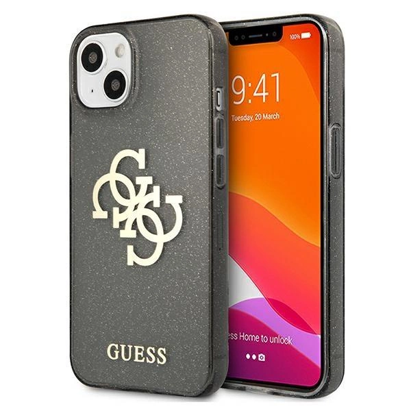 Pouzdro Guess Glitter 4G Big Logo pro iPhone 13 mini - černé