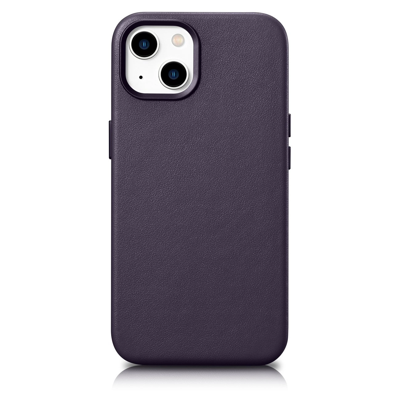 iCarer Case Kožené pouzdro pro iPhone 14 Plus tmavě fialové (kompatibilní s MagSafe)