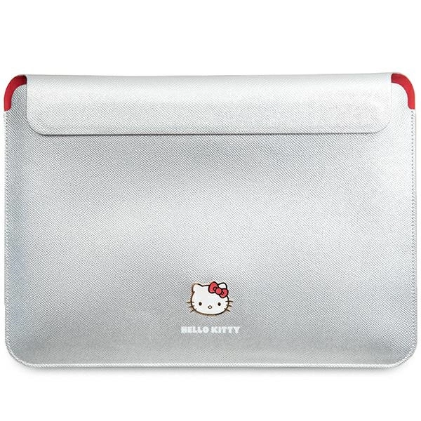 Pouzdro na notebook Hello Kitty PU Metal Logo 14" - stříbrné