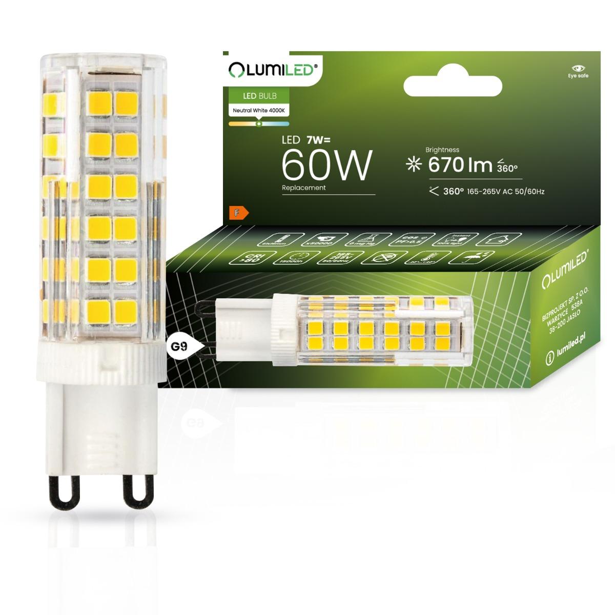 LED žárovka LED G9 corn 7W = 60W 670lm 4000K Neutrální bílá 360° LUMILED