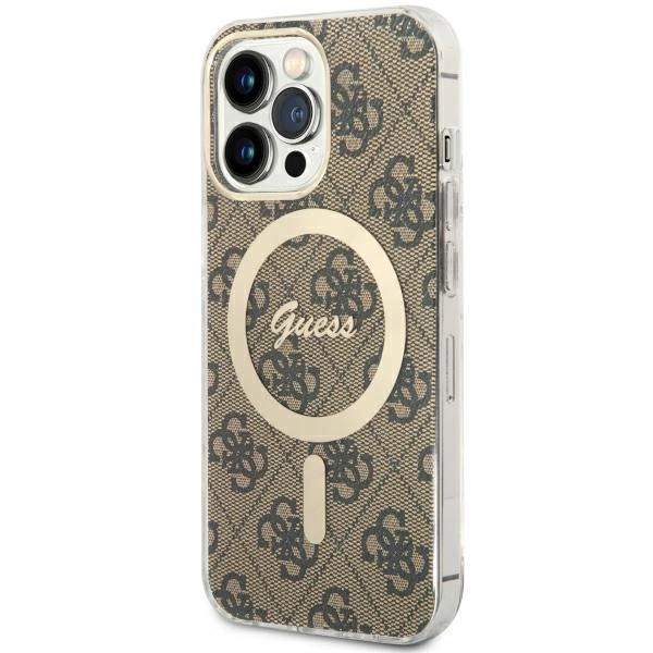 Pouzdro Guess 4G MagSafe pro iPhone 13 Pro / iPhone 13 - hnědé