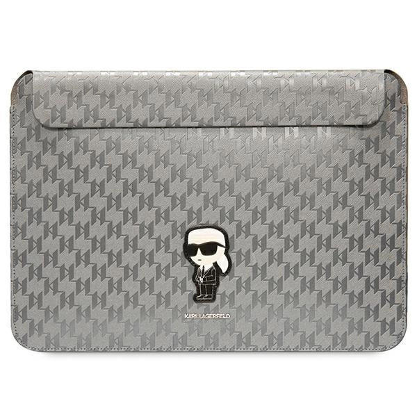 Pouzdro na notebook Karl Lagerfeld Saffiano Monogram Iconic 14" - stříbrné