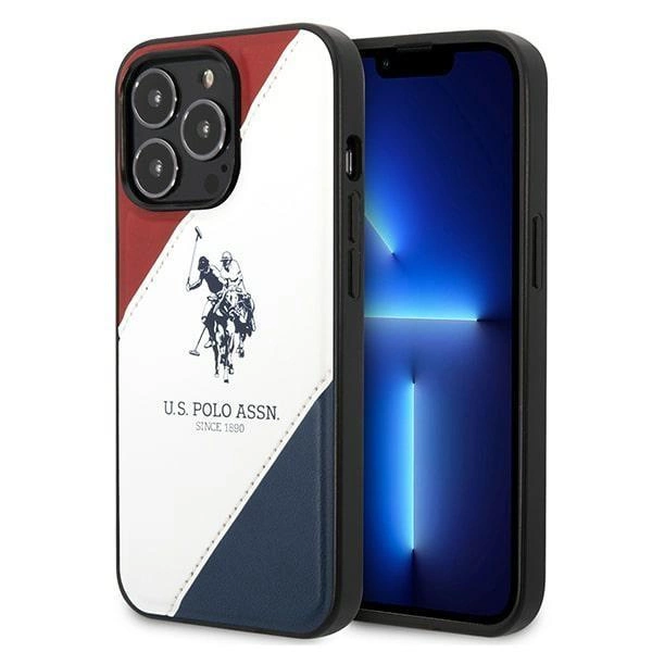 Pouzdro U.S. Polo Assn. Tricolor Embossed pro iPhone 14 Pro - bílé