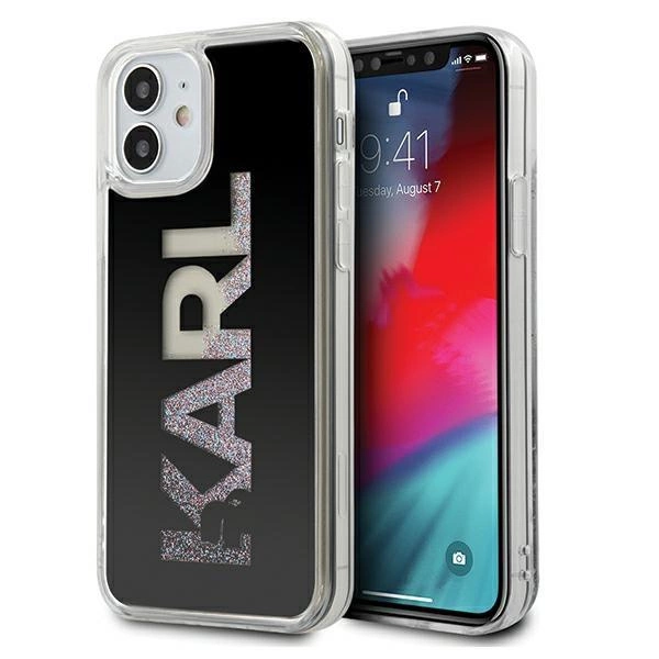 Karl Lagerfeld Karl Logo Glitter pouzdro pro iPhone 12 mini - černé