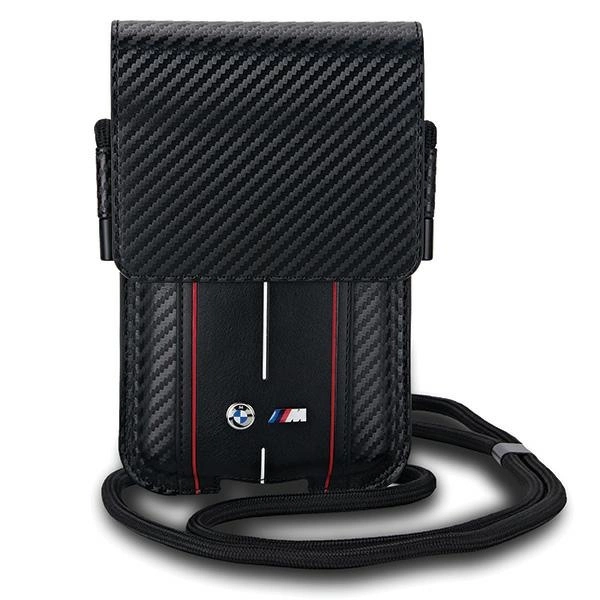Pouzdro na telefon BMW Carbon & Red Stripe - černé