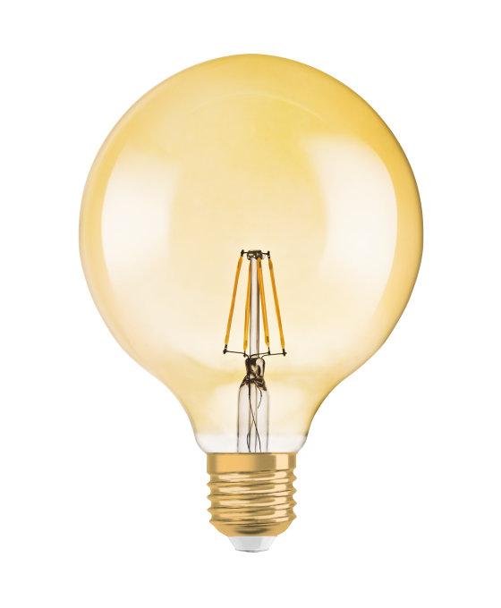 LED žárovka LED E27 G125 7.5W = 55W 650lm 2500K Teplá bílá OSRAM Vintage 1906 Globe Stmívatelná OSRVIN0010