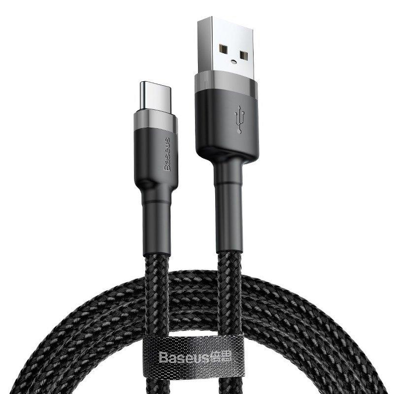 Kabel USB-C Baseus Cafule 3A 1m (šedý/černý)