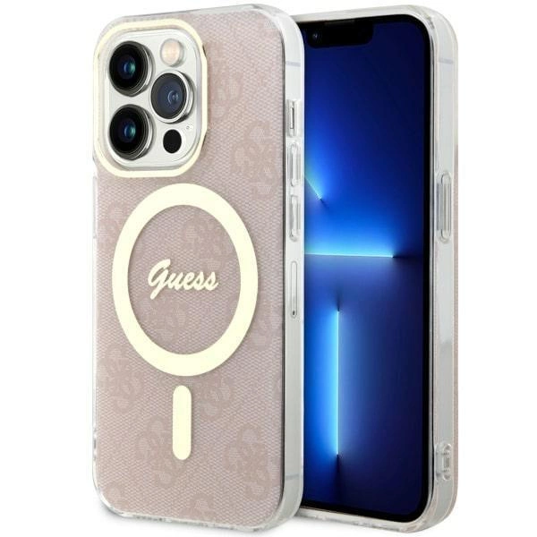 Pouzdro Guess 4G MagSafe pro iPhone 14 Pro - růžové