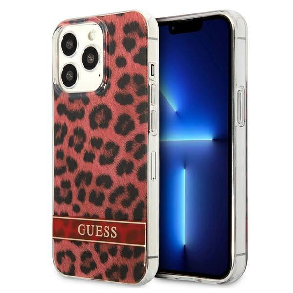 Pouzdro Guess Leopard pro iPhone 13 Pro / iPhone 13 - červené