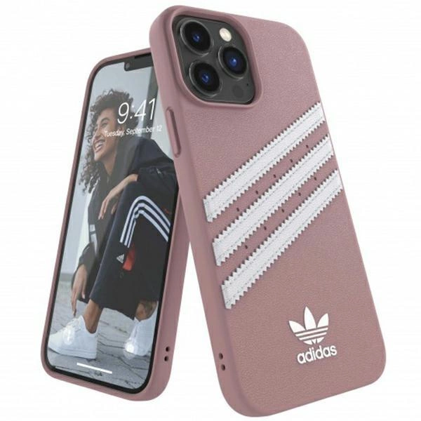 Adidas OR Tvarované pouzdro PU pro iPhone 13 Pro Max - růžové