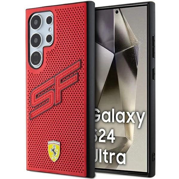Ferrari Big SF Perforované pouzdro pro Samsung Galaxy S24 Ultra - červené