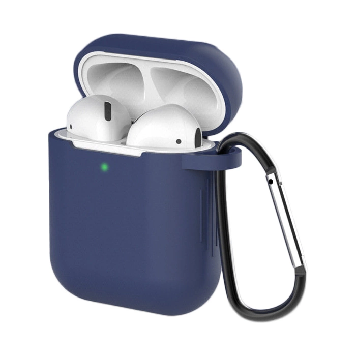 Hurtel Pouzdro pro AirPods 2 / AirPods 1 silikonové měkké pouzdro na sluchátka + přívěsek na klíče modré (pouzdro D)
