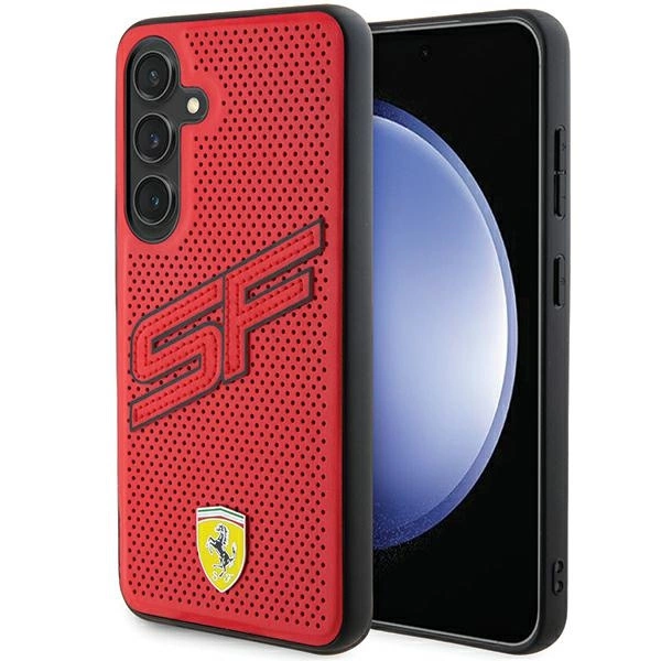 Ferrari Big SF Perforované pouzdro pro Samsung Galaxy S24 - červené