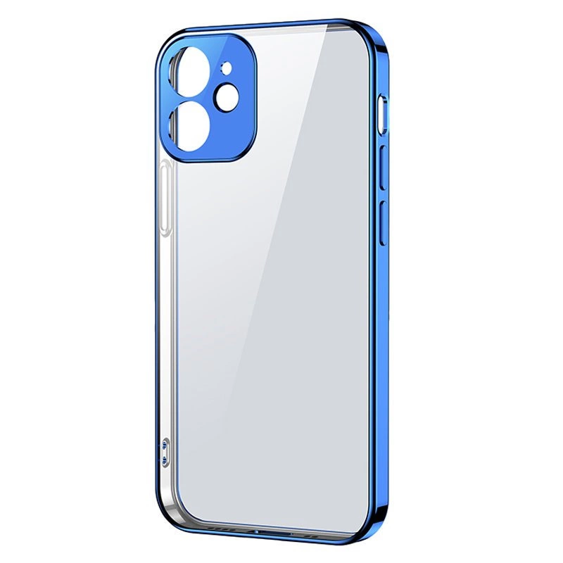 Joyroom New Beauty Series ultratenké průhledné pouzdro s kovovým rámečkem pro iPhone 12 mini tmavě modré (JR-BP741)