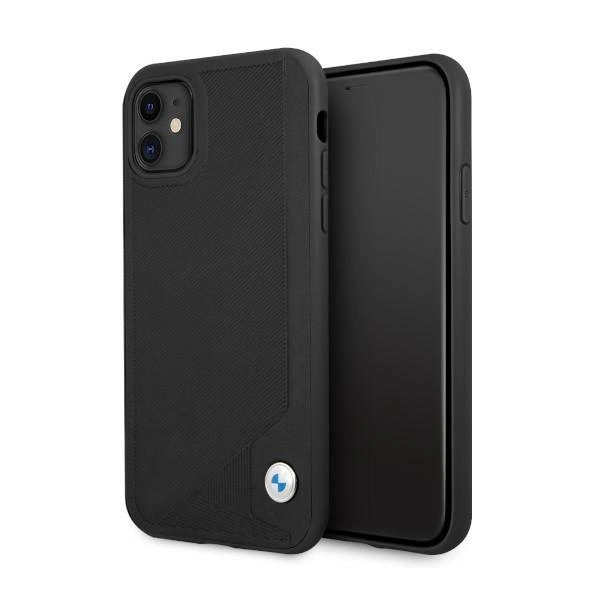 Kožené pouzdro BMW s reliéfem pro iPhone 11 / Xr - černé
