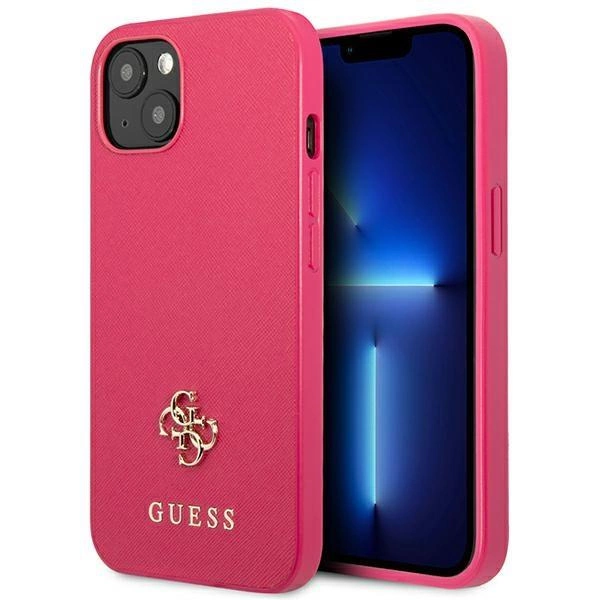 Pouzdro Guess Saffiano 4G Small Metal Logo pro iPhone 13 mini - růžové