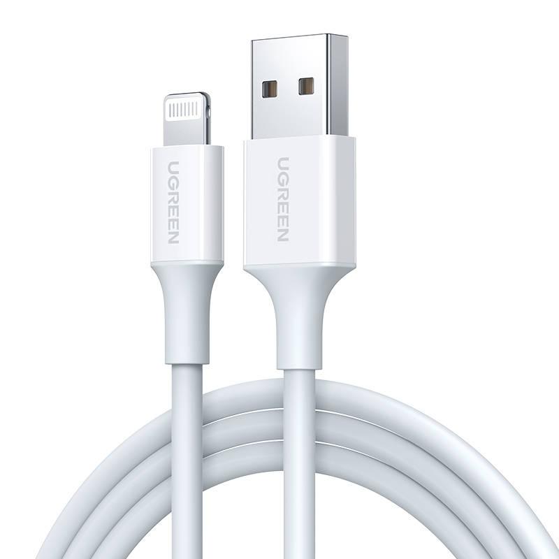 Kabel Lightning na USB UGREEN 2,4A US155, 0,25 m (bílý)