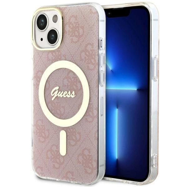 Pouzdro Guess 4G MagSafe pro iPhone 14 - růžové