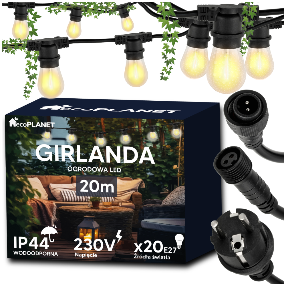 Berge Zahradní girlanda 20m + 41x 1W LED žárovka