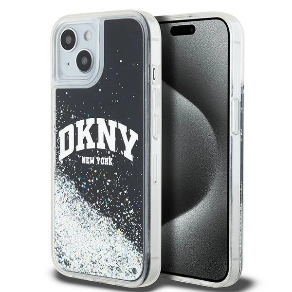 Pouzdro DKNY Liquid Glitter Big Logo pro iPhone 14 / 15 / 13 - černé