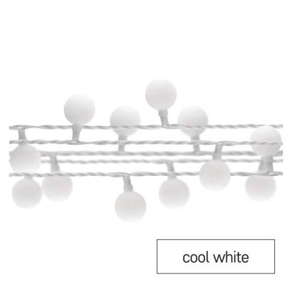 Emos LED světelný cherry řetěz – kuličky 2,5 cm, 4 m, venkovní i vnitřní, studená bílá, časovač D5AC01