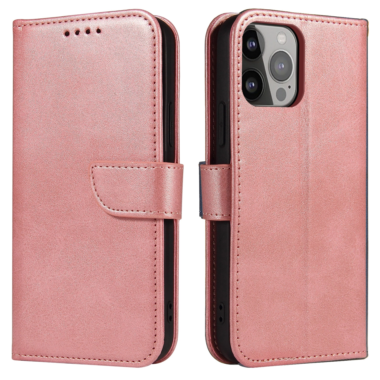 Hurtel Elegantní pouzdro Magnet Case s flipovým krytem a funkcí stojánku pro iPhone 14 Pro růžové