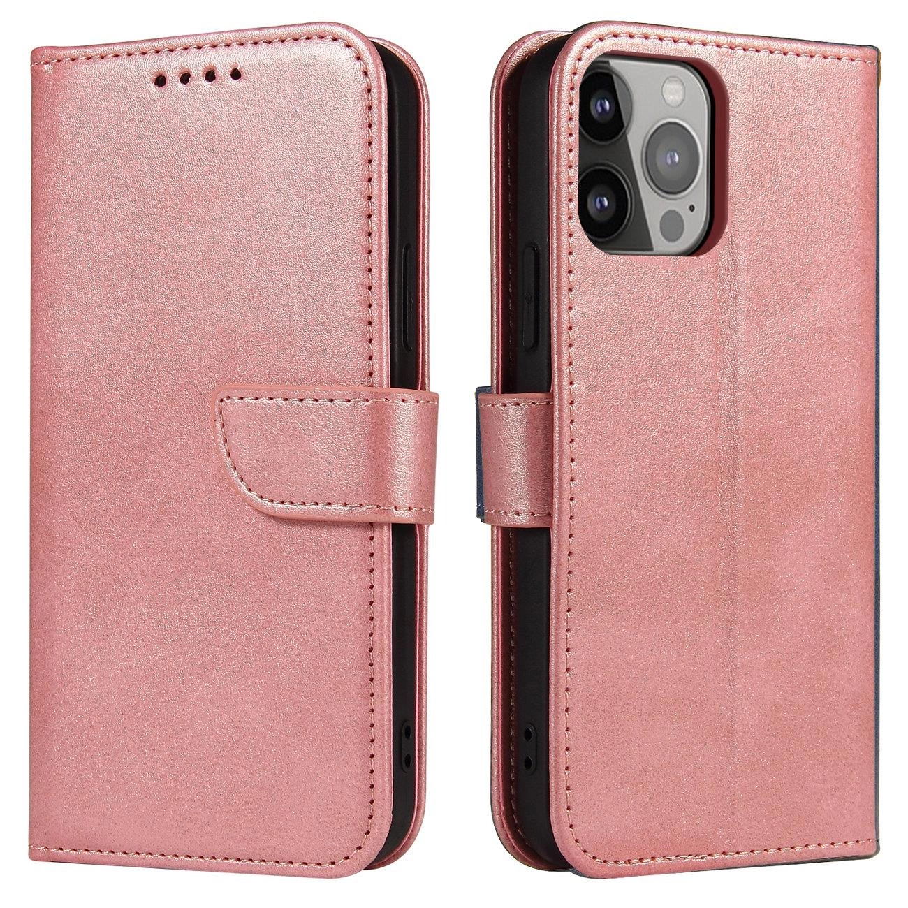 Hurtel Magnetové pouzdro iPhone 14 Pro Max flip cover peněženka růžová